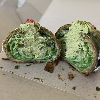 Little Pebbles - Inside of the matcha croissant - Desserts Near Me - Toronto, Ontario Little Pebbles - Inside of the matcha croissant - Desserts Near Me - Toronto, Ontario