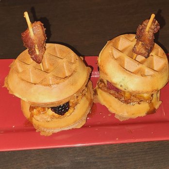 Brick & Bourbon - Chicken and waffle sliders DELISH - New American Near Me - Maple Grove, Minnesota