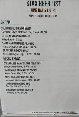 Menu photo 7 STAX Wine Bar & Bistro Morro Bay, CA Menu photo 7 STAX Wine Bar & Bistro Morro Bay, CA