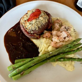 Bistro Enzo - Bacon wrapped steak with Lobster mashed potatoes - Mediterranean Near Me - Billings, Montana Bistro Enzo - Bacon wrapped steak with Lobster mashed potatoes - Mediterranean Near Me - Billings, Montana