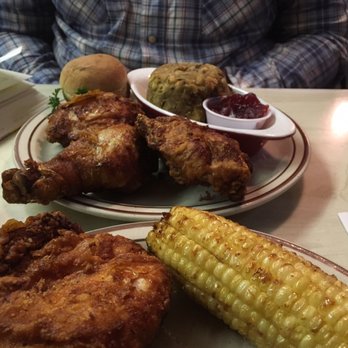 Dinah's Chicken - We got the five piece chicken dinner with stuffing and corn. - Chicken Shop Near Me - Glendale, California