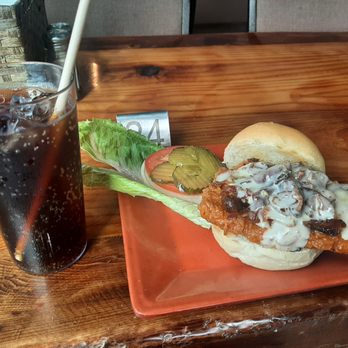 The Lighthouse Grill - Spicy Chicken Sandwich with Soda. - American Near Me - Trinidad, California