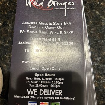 Wild Ginger - Menu - Asian Fusion Near Me - Jacksonville Beach, Florida