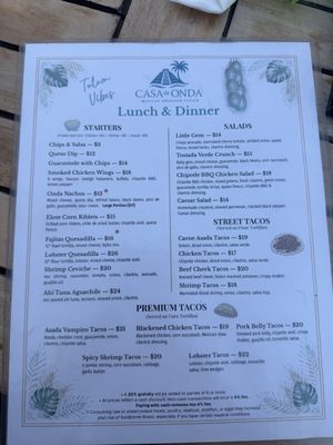 Menu photo 1 Casa De Onda Costa Mesa, CA