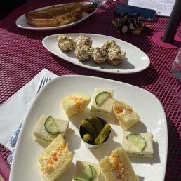 Grilled cheese. Tea sandwiches. Stuffed mushrooms