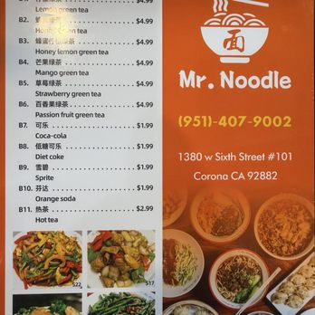 Mr Noodle - Menu - Noodles Near Me - Corona, California