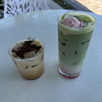 Cafe Gala - Dirty Dali and strawberry Matcha latte - Spanish Near Me - St. Petersburg, Florida