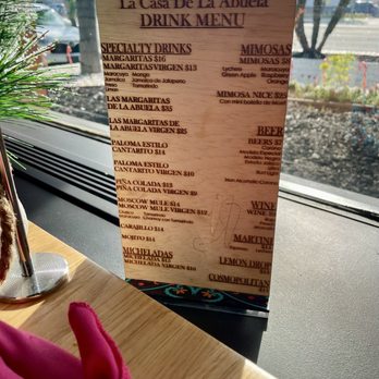 La Casa De La Abuela - Drink menu / inside - Mexican Near Me - Pomona, California