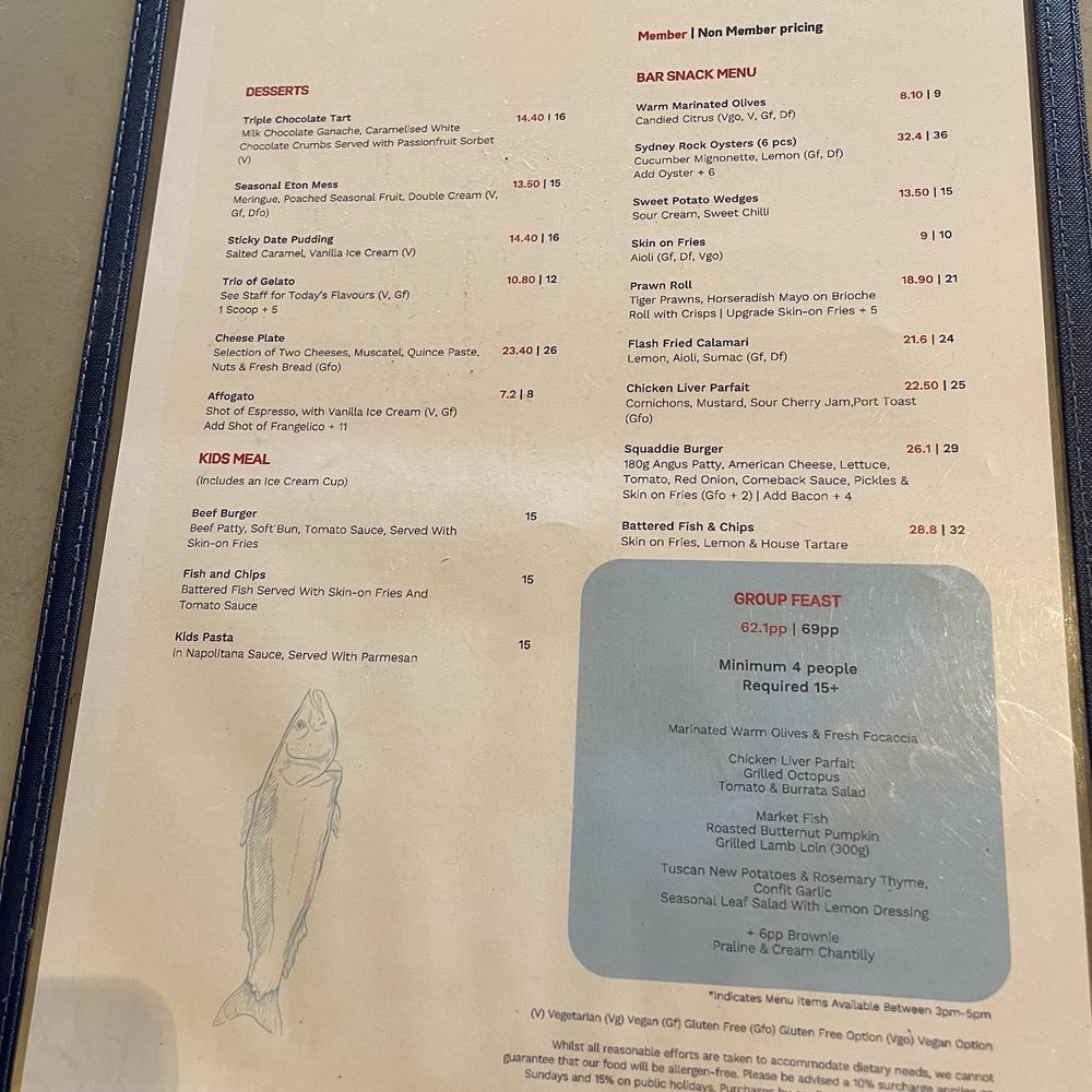 Foys Kirribilli - Menu - Seafood Near Me - Sydney, NSW