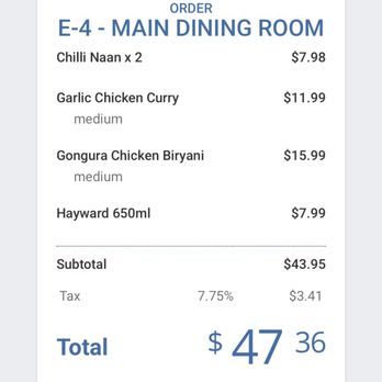 Dasara Indian Kitchen - This is my final expenses for a two person. - Indian Near Me - Folsom, California