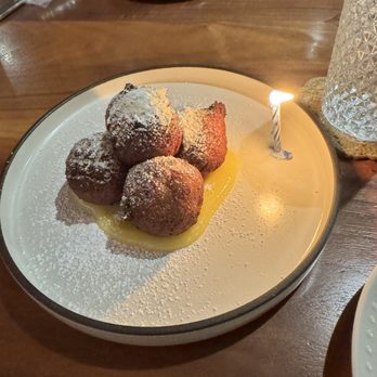 Lady Elaine - Birthday treat - ricotta fritters - Mediterranean Near Me - Honolulu, Hawaii Lady Elaine - Birthday treat - ricotta fritters - Mediterranean Near Me - Honolulu, Hawaii