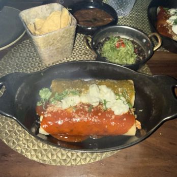 Toca Madera - Chicken tinga enchiladas, rice and beans, chips and salsa - Steakhouses Near Me - Las Vegas, Nevada