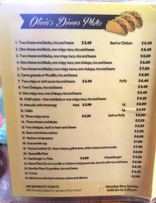 Menu photo 3 Olivia's Mexican Restaurant San Antonio, TX Menu photo 3 Olivia's Mexican Restaurant San Antonio, TX
