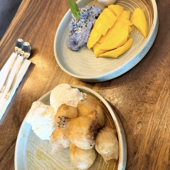 Ben Thai Cafe - Desserts (sticky rice with mangos and friend bananas with Mitchell (yes!) ice cream) - Thai Near Me - San Francisco, California