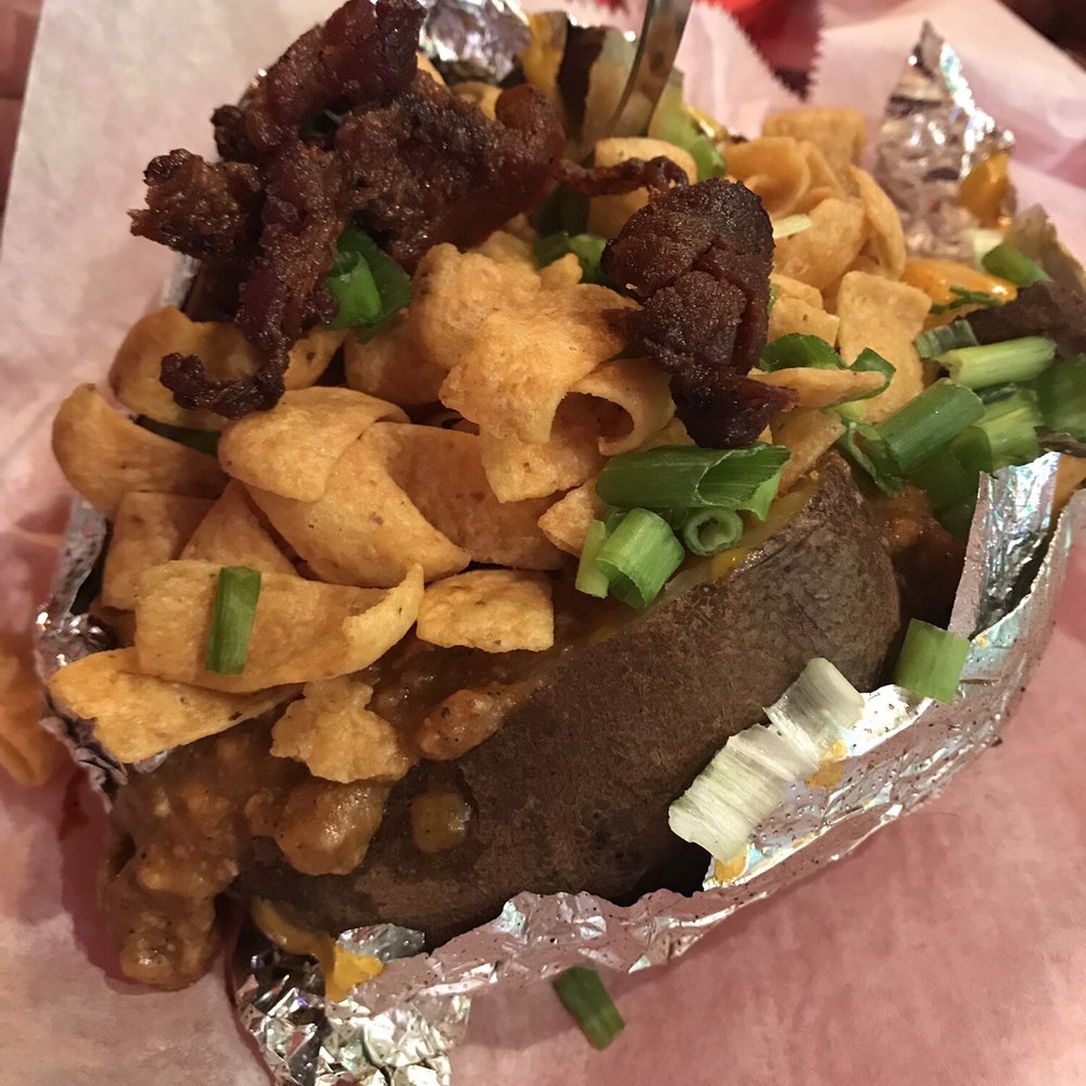 The Burger Barn Rosenberg - Loaded chili cheese potato .. loved it!!! - Burgers Near Me - Rosenberg, Texas The Burger Barn Rosenberg - Loaded chili cheese potato .. loved it!!! - Burgers Near Me - Rosenberg, Texas