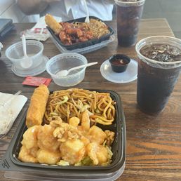 Combination platters with Honey Walnut Shrimp and General Tso's Chicken