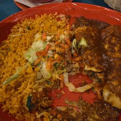 Señor Antonio's - Two beef enchiladas with double rice