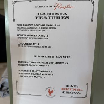 Frothy Rooster - Special menu's - Coffee & Tea Near Me - Hickory, North Carolina