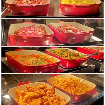 Pinstripes - Sunday brunch buffet: potatoes, scrambled eggs, bacon, sausage, ravioli, brussels sprouts, chicken tenders, french fries - New American Near Me - Chicago, Illinois Pinstripes - Sunday brunch buffet: potatoes, scrambled eggs, bacon, sausage, ravioli, brussels sprouts, chicken tenders, french fries - New American Near Me - Chicago, Illinois