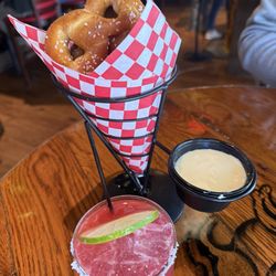 Soft pretzel and jalapeño cheese