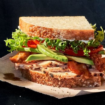 Panera Bread - a chicken sandwich with lettuce and tomatoes - Salad Near Me - Barrie, Ontario Panera Bread - a chicken sandwich with lettuce and tomatoes - Salad Near Me - Barrie, Ontario