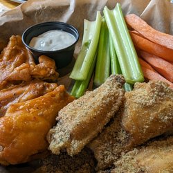 Angry Troll Brewing - Buffalo garlic wings and ranch wings with a side of celery/ carrots/ blue cheese.