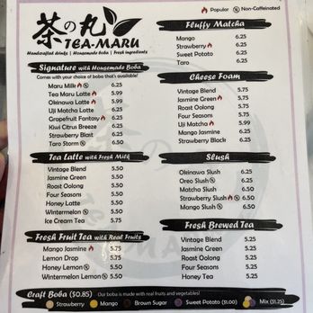 Tea Maru - Menu - Bubble Tea Near Me - Irvine, California