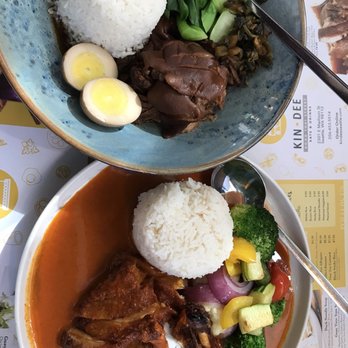 Kin Dee - Braised Pork Shank ($15.95), Penang Curry with Duck ($19.95) - Thai Near Me - Seattle, Washington