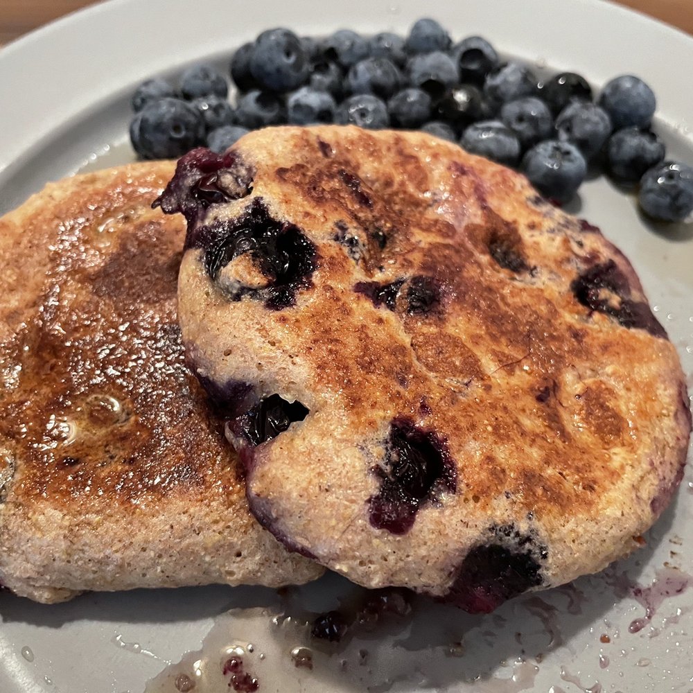Rancho Vegano - Fluffy and flavorful blueberry pancakes. - Bed & Breakfast Near Me - Tucson, Arizona Rancho Vegano - Fluffy and flavorful blueberry pancakes. - Bed & Breakfast Near Me - Tucson, Arizona