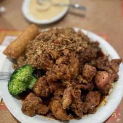 China Hut - General Tso's chicken combination platter