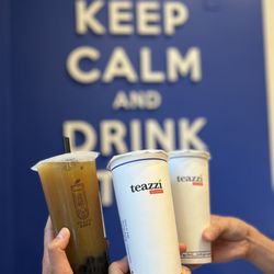 Teazzi Tea Shop - Boston - Honey Amber Oolong Milk Tea, Passion Fruit Orange Tea