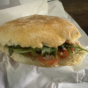 Bottega Buonvicino - IL CETARESE €12 Sorrento tomatoes, local crushed olives marinated in olive oil, Cetara tuna, dried tomatoes - Sandwiches Near Me - Amalfi, SA