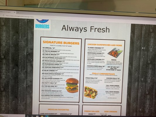 Menu photo 2 OC Burgers Haltom City, TX