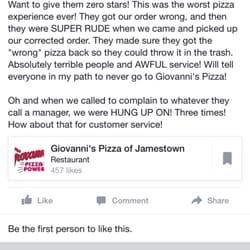 Giovanni's Pizza - This is the detailed account of what happened during our terrible experience here!