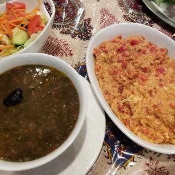 Caspian Kabob & Grill - Pomegranate soup (left) and Mirza Ghasemi (right; roasted eggplant and tomato dip) - Persian/Iranian Near Me - Columbus, Ohio Caspian Kabob & Grill - Pomegranate soup (left) and Mirza Ghasemi (right; roasted eggplant and tomato dip) - Persian/Iranian Near Me - Columbus, Ohio