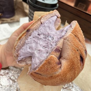 Best Bagel & Coffee - Blueberry bagel & Cream Cheese - Bagels Near Me - New York, New York