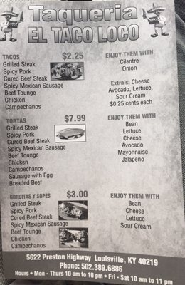 Menu photo 6 El Taco Loco Louisville, KY Menu photo 6 El Taco Loco Louisville, KY