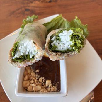 Pho Is For Lovers - The insides of a summer roll in the peanut sauce - Vietnamese Near Me - Richardson, Texas Pho Is For Lovers - The insides of a summer roll in the peanut sauce - Vietnamese Near Me - Richardson, Texas