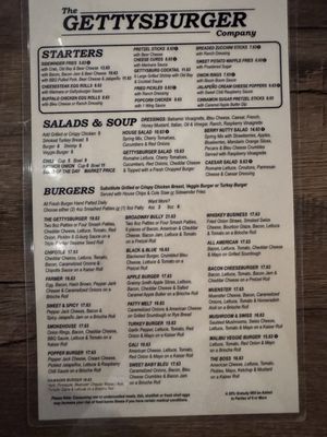 Menu photo 2 The Gettysburger Company Gettysburg, PA Menu photo 2 The Gettysburger Company Gettysburg, PA
