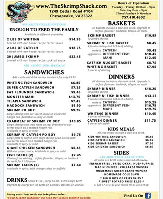 Menu photo 5 Skrimp Shack Chesapeake, VA