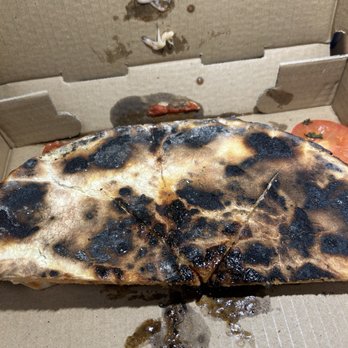 Fire & Slice - Bottom of pizza very burned. - Pizza Near Me - Gilroy, California Fire & Slice - Bottom of pizza very burned. - Pizza Near Me - Gilroy, California