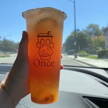 ONCE Tea - Peach Green tea lemonade - Bubble Tea Near Me - Hayward, California ONCE Tea - Peach Green tea lemonade - Bubble Tea Near Me - Hayward, California