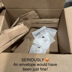 Apria Healthcare - A huge box filled with stuffing and a tiny little filter that could have been mailed in an envelope!