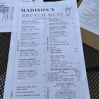 Madison's - the menu for the lunch - New American Near Me - Madison, Wisconsin