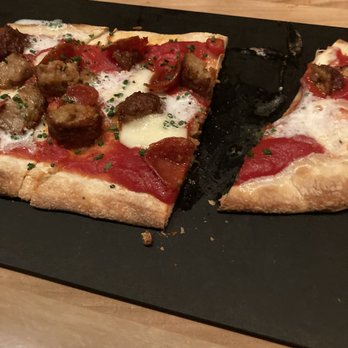 Roger Bar & Restaurant - Pepperoni and Fennel Sausage Flatbread - New American Near Me - Mountain View, California Roger Bar & Restaurant - Pepperoni and Fennel Sausage Flatbread - New American Near Me - Mountain View, California