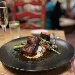 La Fonda On the Plaza - The special - marinated pork with asparagus and risotto.