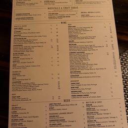 Drink menu Drink menu