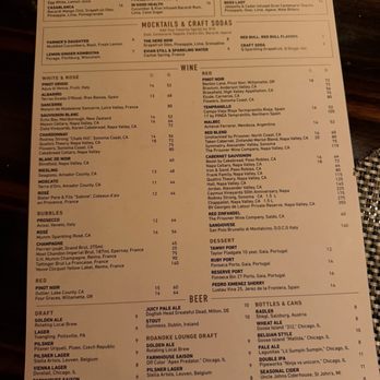 Roanoke - Drink menu - Cocktail Bars Near Me - Chicago, Illinois