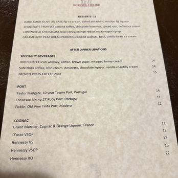 School House Restaurant & Tavern - Dessert menu - New American Near Me - Sanger, California School House Restaurant & Tavern - Dessert menu - New American Near Me - Sanger, California