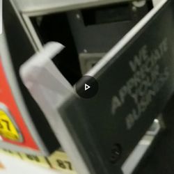 Chevron - Pump #7 receipt printer door, unlocked and held shut with scotch tape, because "they lost the key"